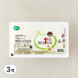 맑은물에 맑은콩 두부, 1kg, 3개