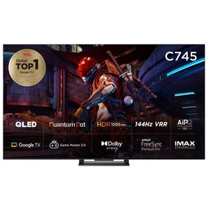 TCL 4K UHD QLED 안드로이드 11 게이밍 TV, 165cm(65인치), 65C745, 스탠드형, 방문설치