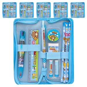 미소로 4000 지퍼케이스 문구세트, 블루, 6세트