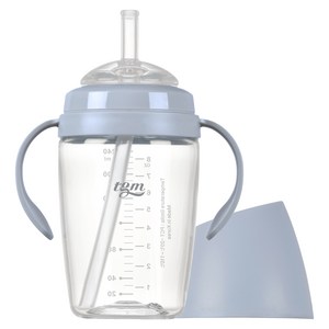 티지엠 쌀알 트라이탄 빨대컵, 240ml, 코튼블루, 1개