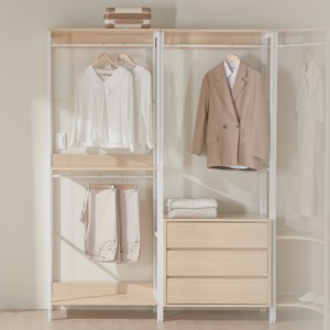 웰퍼니쳐 루미 시스템행거 드레스룸 2단 행거형 + 3단 서랍형 세트 방문설치