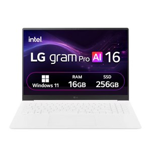 LG전자 그램 프로 AI 16 에센스 화이트 약 16인치에 해당함, 코어Ultra5, 256GB, 16GB, WIN11 Home, 2025.02