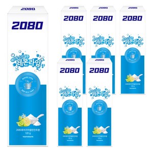 2080 베이킹소다 담은 퓨어치약 레몬라임향, 120g, 6개