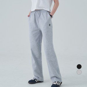 ELLE PARIS 여성용 로고자수 세미와이드핏 데일리 스웻팬츠