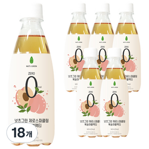 넛츠그린 제로스파클링 복숭아블랙티, 350ml, 18개