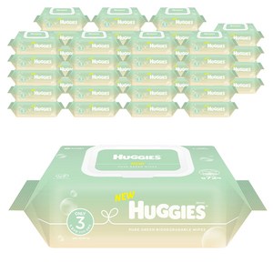 하기스 퓨어 그린 물티슈 캡형, 55g, 72매, 40개