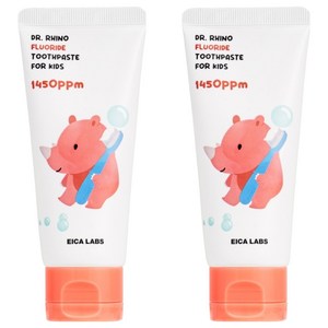 에이카랩스 어린이 코뿔소 치약 사과향 1450ppm, 60g, 2개