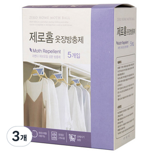 크린스타 제로홈 옷장방충제 라벤다 5p, 10g, 3개