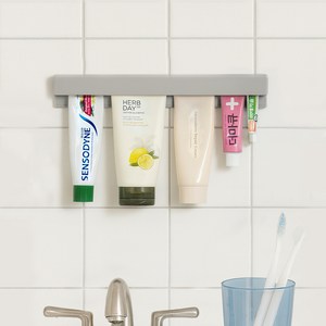 인앳홈 벽부착 롱 치약 튜브 클립, 연그레이, 1개