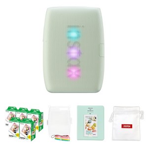 인스탁스 미니링크3 포토프린터 세이지 그린 + 필름 100p + 투명케이스 + 마카롱 2단 앨범 랜덤발송 + 로고 파우치 랜덤발송 세트