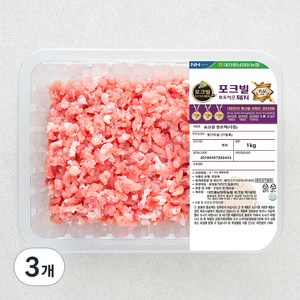 포크빌 한돈 뒷다리살 다짐육 (냉장), 1kg, 3개