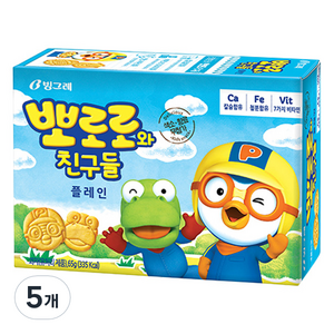 빙그레 뽀로로와 친구들 플레인맛, 65g, 5개