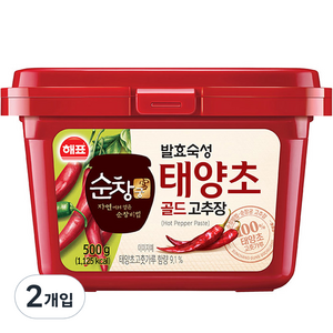 해표 순창궁 태양초 골드 고추장, 500g, 2개