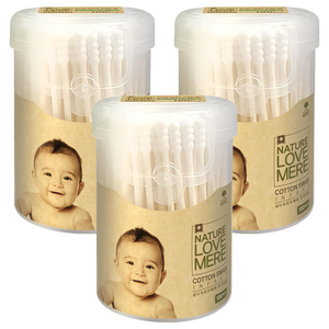 네이쳐러브메레 유아용 면봉 원통형, 100개입, 3개