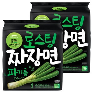풀무원 로스팅 짜장 파기름 라면 105g, 8개, (4개입 X 2팩)