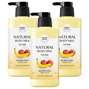 해피바스 정말 촉촉한 바디밀크 애플 앤 바나나향, 400g, 3개
