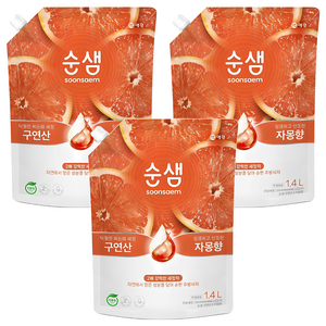 순샘 구연산 X 자몽향 주방세제, 1.4L, 3개