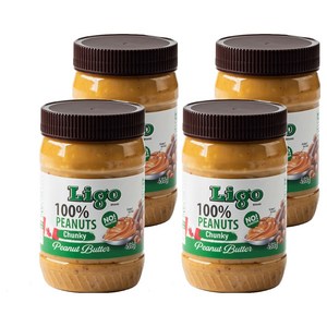 리고 100% 땅콩버터 청키, 453g, 4개