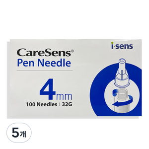 isens 케어센스 멸균주사침 4mm 32G, 100개입, 5개