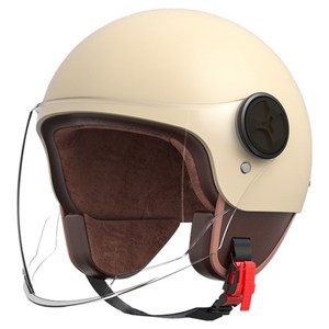 리버폭스 오토바이 전동킥보드빈티지 헬멧, 모카옐로우, FREE