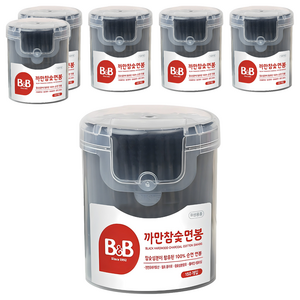 비앤비 까만참숯 면봉, 150개입, 6개