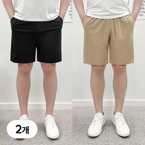 어나더디 남성용 구김없이 건조기 가능한 통풍 잘되는 5부 사방스판 밴딩 팬츠 2장 세트