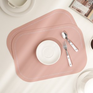 하루의공간 실리콘 방수 식탁 매트 2p, 핑크, 43 x 30 cm, 2개