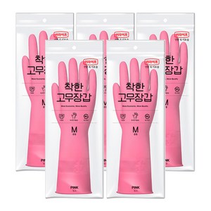 롯데이라이프 착한 고무장갑, 핑크, 중(M), 5세트