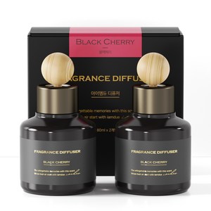 아이엠듀 퍼퓸 차량용 디퓨저 80ml 2개 + 우드볼스틱 2개 + 흡착패드 2개, 블랙체리, 1세트