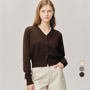 여성용 말랑쫀득 심플 와이넥 버튼업 가디건