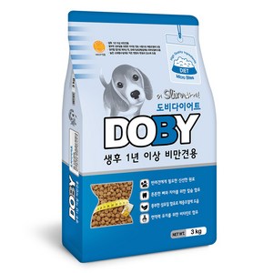 인터펫코리아 도비 어덜트 강아지 다이어트 건식사료, 곡물, 3kg, 1개