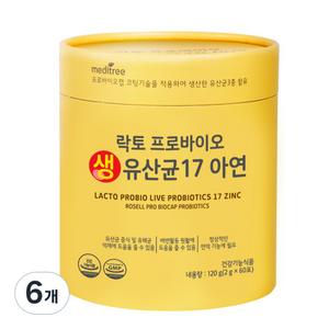 메디트리 락토 프로바이오 생 유산균 17 아연, 120g, 6개