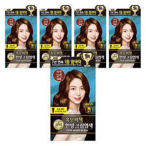 리엔 흑모비책 새치염색 크림, 자연갈색, 5개