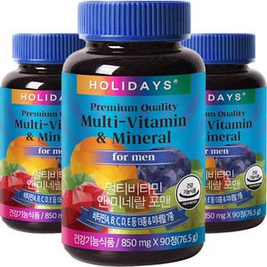 홀리데이즈 멀티비타민 앤 미네랄 포맨, 90정, 3개