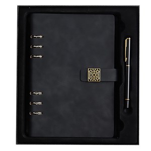 블랙스완 비즈니스 루스 노트 선물세트, 플라워버클 블랙