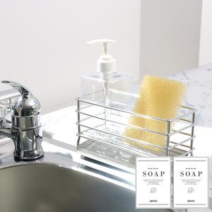 리빙해피 슈페트 세제 수세미랙 + 물받이 쟁반 + 세제 리필통 + 스티커 2p 세트