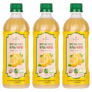 파이토메이드 NFC착즙 100% 유기농 레몬즙, 500ml, 3개