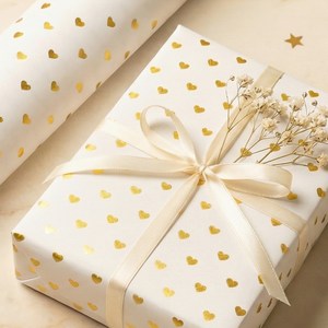 좋은기븐 포인트하트 종이롤 포장지, 금색, 1개
