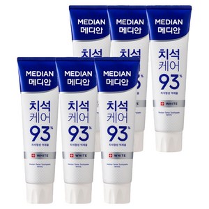 메디안 치석케어 93프로 치약 화이트, 120g, 6개