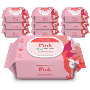 탐사 비비드 아기물티슈 핑크 캡형 50평량, 100개입, 10개