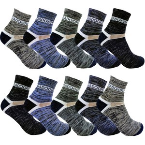 다두리 남성용 이중쿠션 단목 등산양말 10켤레, 블랙 + 브라운 + 그린 + 블루 + 네이비, 1세트