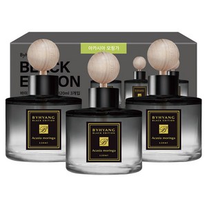 바이향 블랙에디션 카 디퓨저 120ml 본품, 아카시아모링가, 3개