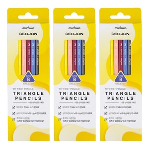 문화연필 더존 삼각연필 B 5개입, 혼합색상, 3세트