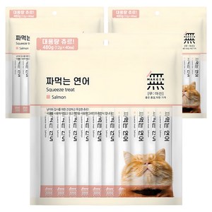 무마진 고양이 짜먹는 간식 40p, 연어, 480g, 3개