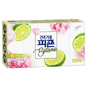 피죤 건조기용 보타닉 시트 섬유유연제 베르가못 & 로즈향 본품, 120개입, 1개