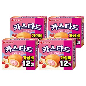 오리온 카스타드 딸기 생크림 12p, 276g, 4개
