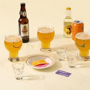 쓰임 스마일 와글와글 맥주컵 6개 + 소주잔 6개, 1세트