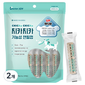 닥터조이 강아지 치카치카 기능성 덴탈껌, MSM 관절 건강, 140g, 2개