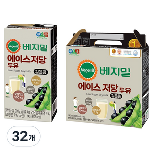 베지밀 에이스 저당두유, 190ml, 32개