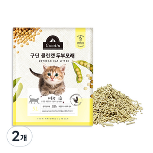 구딘 클린캣 응고형 고양이 두부모래 1.5mm 레몬향, 5L, 2개